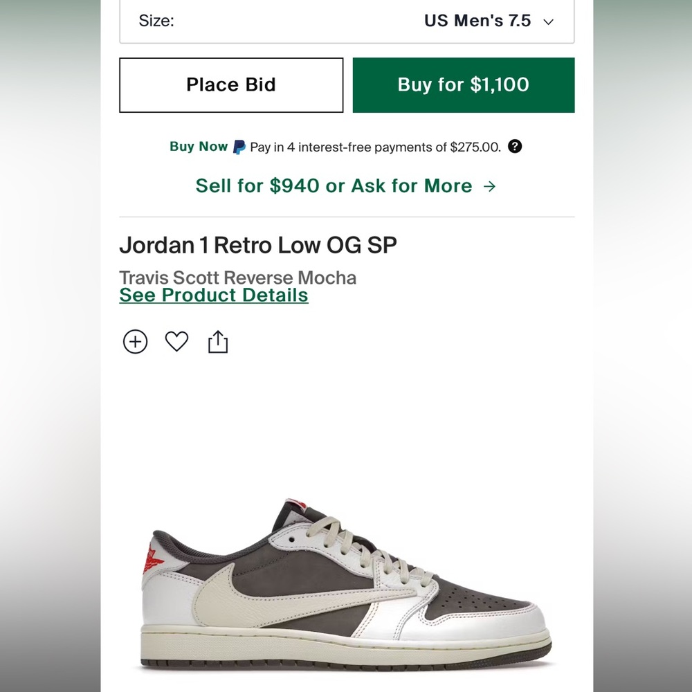 Travis Scott x Air Jordan 1 Retro Low OG 'Reverse Mocha'
